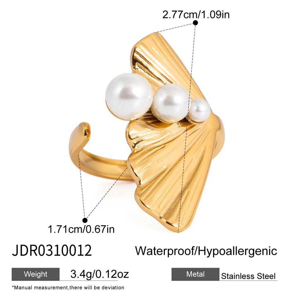 European and American titanium steel pearl ring niche non-fading ring 18k gold stainless steel