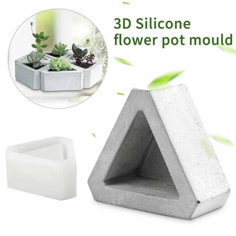 Stampo Triangolare in Silicone e Cemento Fatto a Mano Stampo per Fioriera Pianta Grassa Cactus Stampo per Fioriera da Colata Artigianato Argilla Cemento