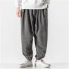 Men Corduroy Wide Baggy Jogger Pants Loose Simple Chinese Plus Size Trousers