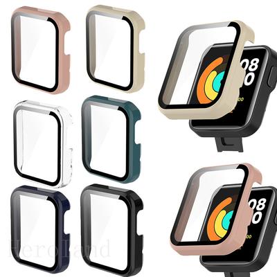 Full Edge Protective Case For Xiaomi Mi Watch Lite Glass Screen Protector Case For Redmi Watch 2 Lite Cover Hard Shell Bumper