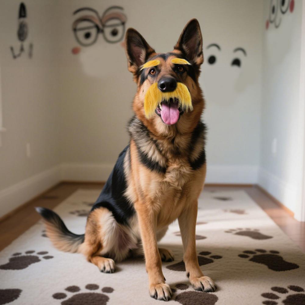 Hilarious Pet Mustache Pet Meme Props Pet Cosplay Props Set Self Adhesive Fake Eyebrows Moustache Facial Hair Dress Up for Dog