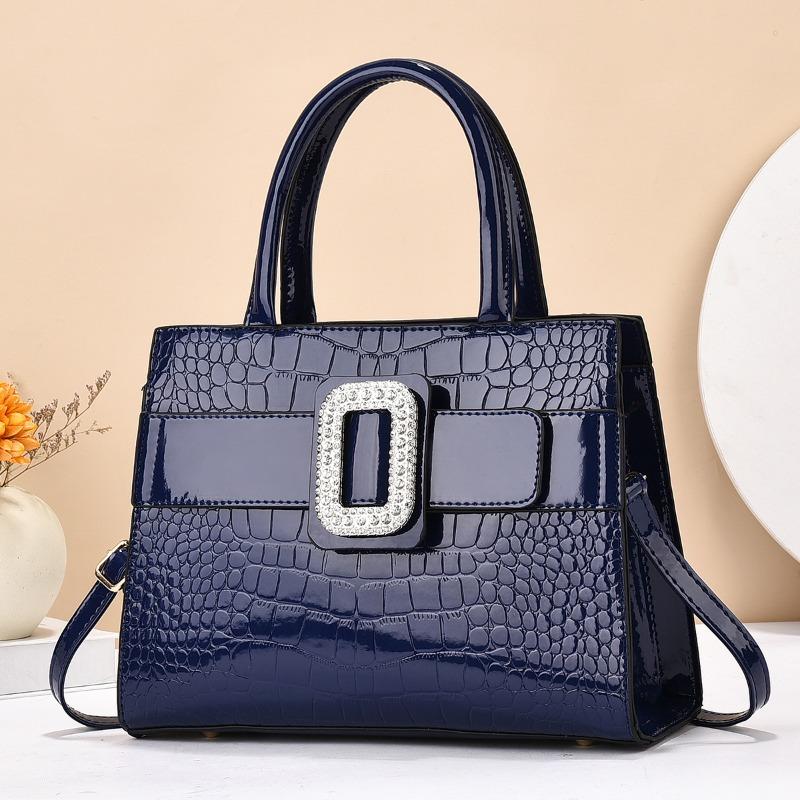 Large Capacity Women's Crossbody Bag High-quality Handbag Commuter Shoulder Bag Trendy Bright Leather Hardness Zipper Closure