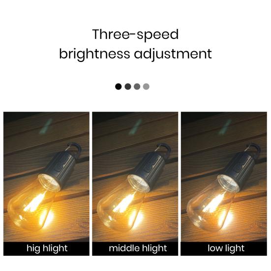 Outdoor Camping Lamp with Clip Hook 3 Lighting Modes Multifunctional Lighting Device Plastic LED Lantern Hanging Tent Light Tungsten