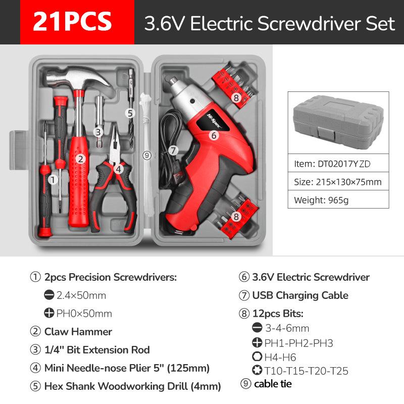 Rechargeable Electric Screwdriver Set - Multifunctional Lithium Battery Powered Hand Drill for Household Use