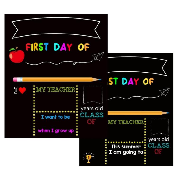 First and Last Day of Chalkboard Board Reversible Message Board Double-Sided Blackboard For Preschool Kindergarten