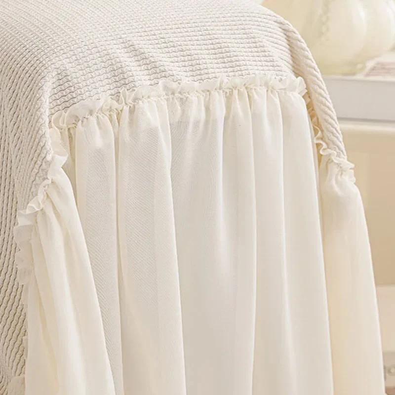 Corduroy Sofa Towel Covers With Skirt Edge French Anti Scratch Dust Cover For Living Room All Inclusive Lace Skirt Seat Cushion