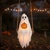 Halloween Party Supplies Lighted Ghost Swing with Glowing Pumpkin, Hanging Spooky Decor Realistic Scary Home Accents for Porch Yard, LED Floating