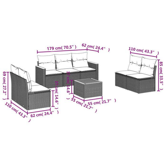 VidaXL Salon de Jardin avec Coussins 8 pcs, Canapés de Terrasse, Ensemble de Meubles de Patio, Mobilier d'Extérieur, Noir 3258283