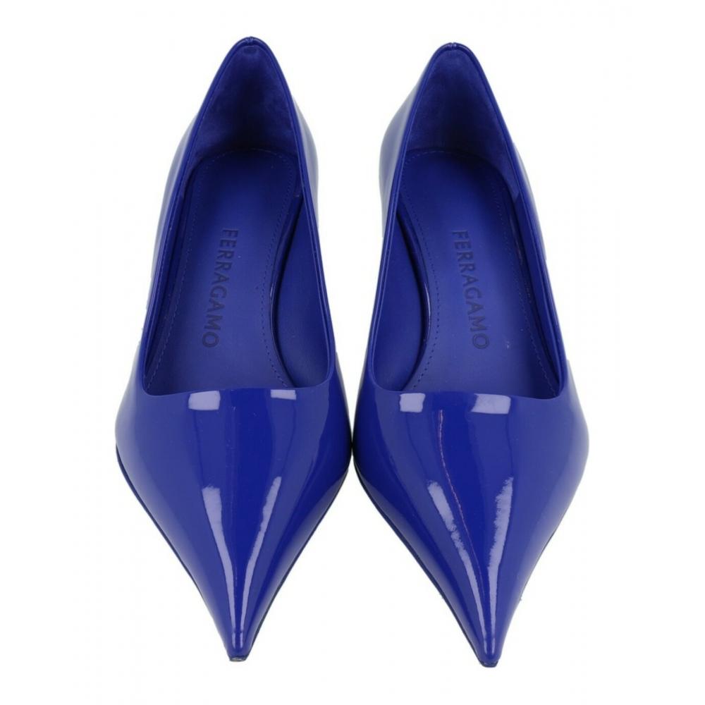 Salvatore Ferragamo Eva 55 Patent Leather Pumps Bluette