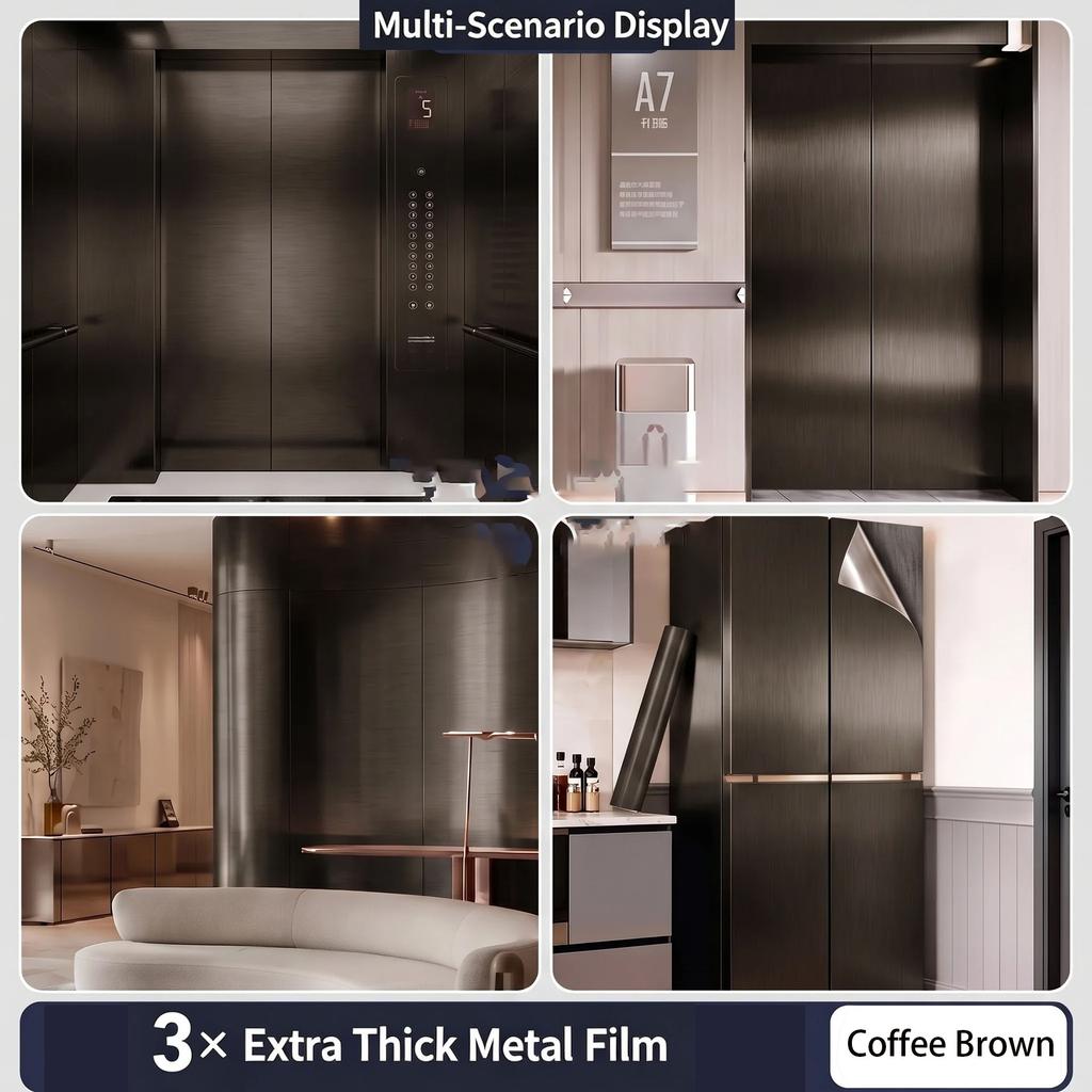 Selbstklebende gebürstete Edelstahl Kontaktpapier Metallische Folie Kühlschrank Aufzugstür Makeover Wasserdichter Aufkleber 0,16mm