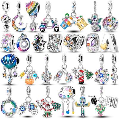 Copper Charms Colorful Pendants Beads Fit Original Bangle Charm Bracelet Diy Making Fashion Woman Jewelry