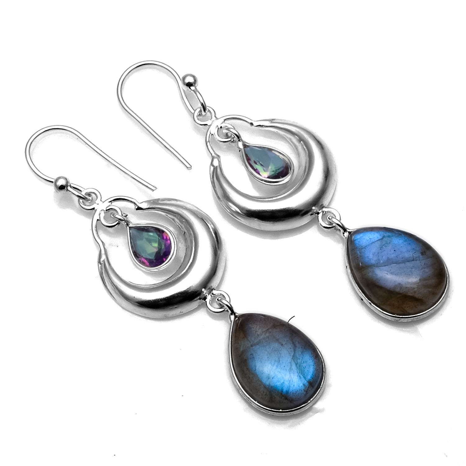 

Labradorite Gemstone Earrings Solid 925 Sterling Silver Handmade Earrings Jewelry Gift For Women And Girls E-1370