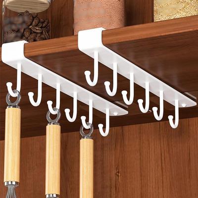 2 Pieces Mug Holder Under Cabinet Hanging Hooks Rack Coffee Cups Hanger for Ties
