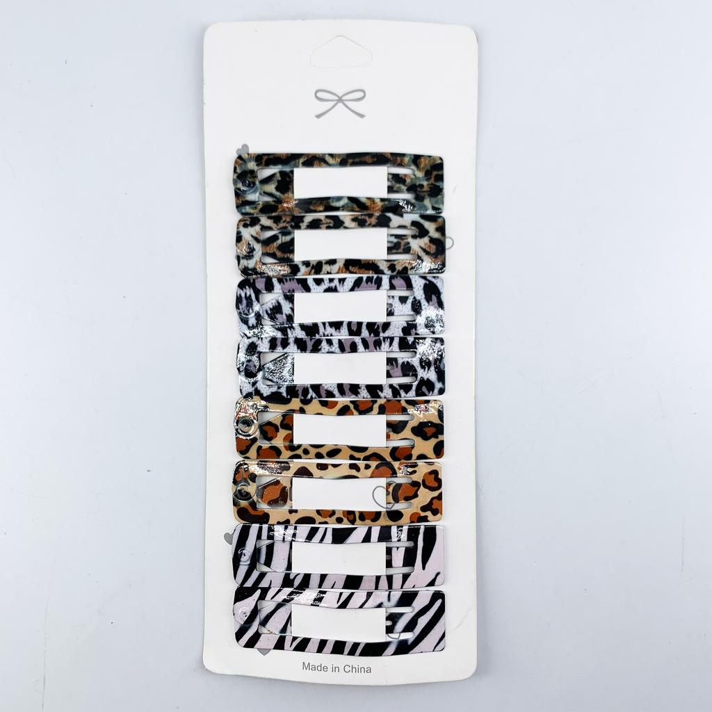 8pcs/set Leopard Print Hair Clips for Women Girls Vintage Geometric Drop BB Clips Bangs Hairpins Barrettes Hair Accessories