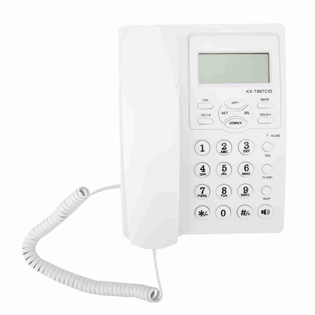 LCD Display Semi Hands Free Corded Phone with Speakerphone 3‑group Alarms Desktop Corded Telephone