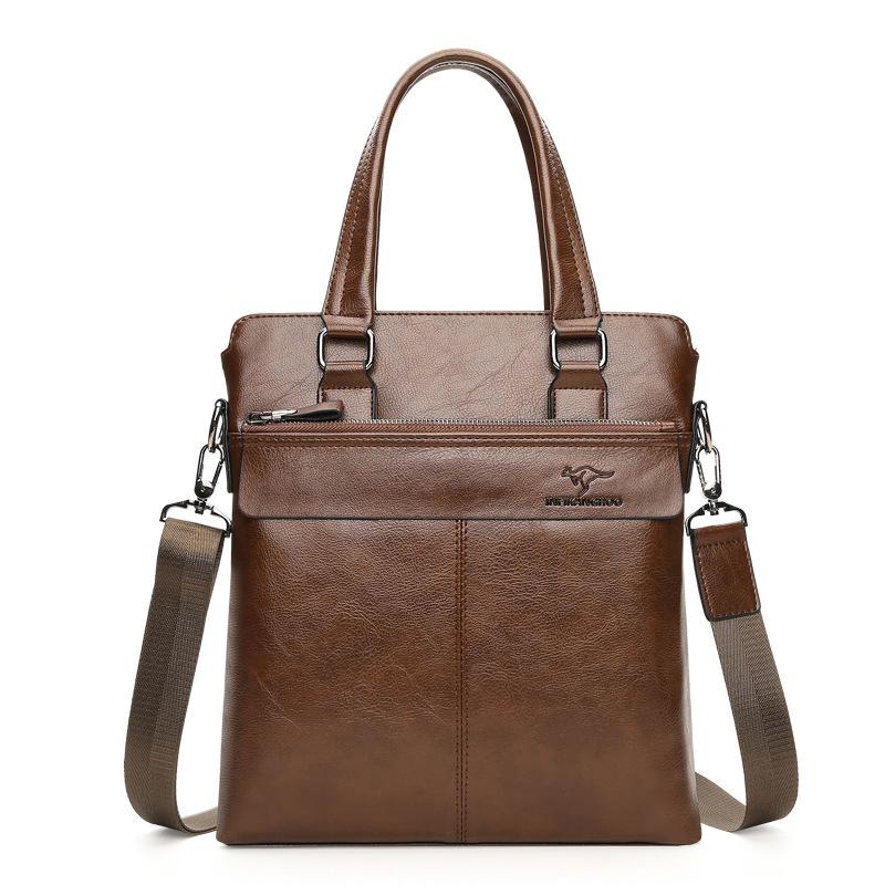 Business Men's Handbags Horizontal and Vertical Briefcases Messenger Large-capacity Shoulder Leather Bags Document Bags