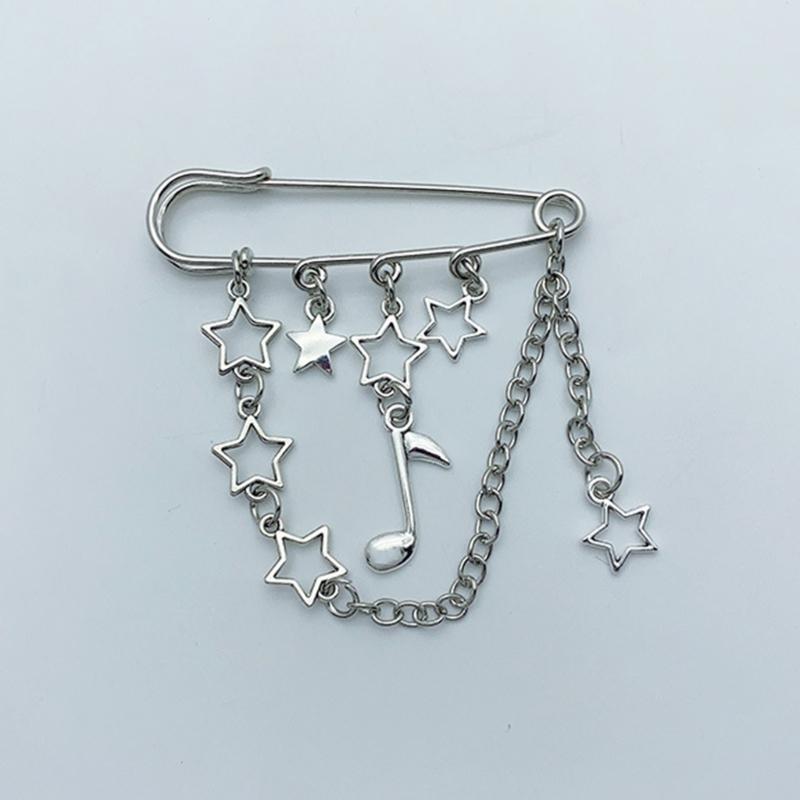 Koreanische Sternkette Brosche für Damen Herren Anzug Dekoration Quasten Kette Sicherheitsnadel Handtasche Schuhe Ornament Schmuck Accessoire
