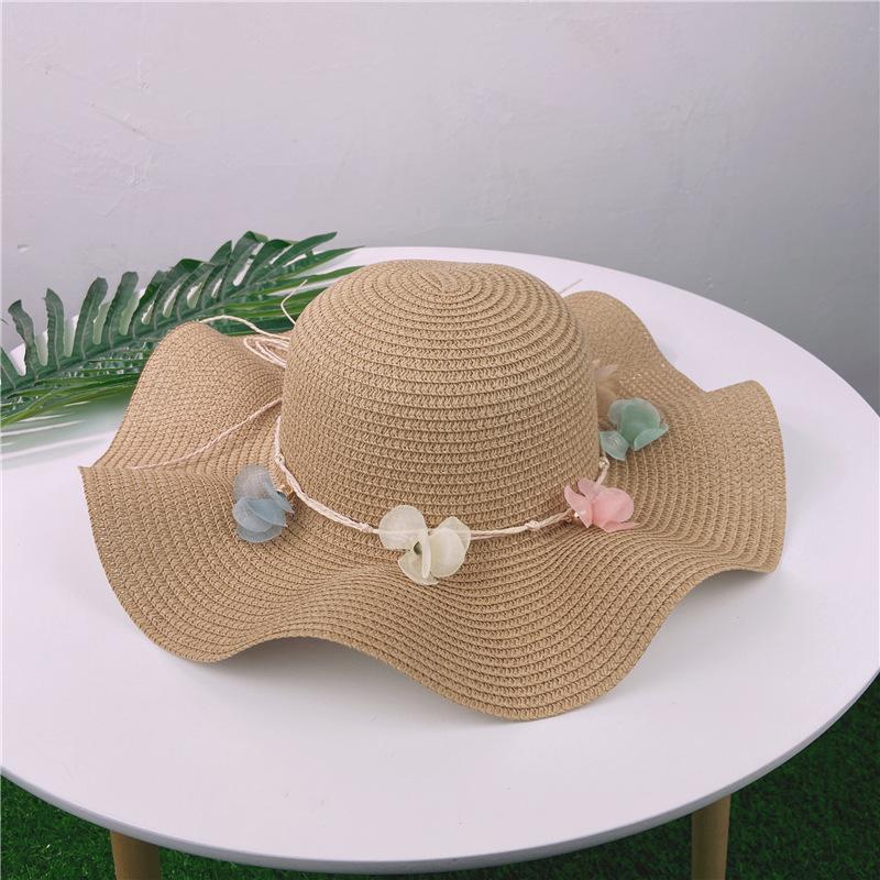New summer flower straw hat ladies seaside vacation visor big brim beach hat foldable beach hat