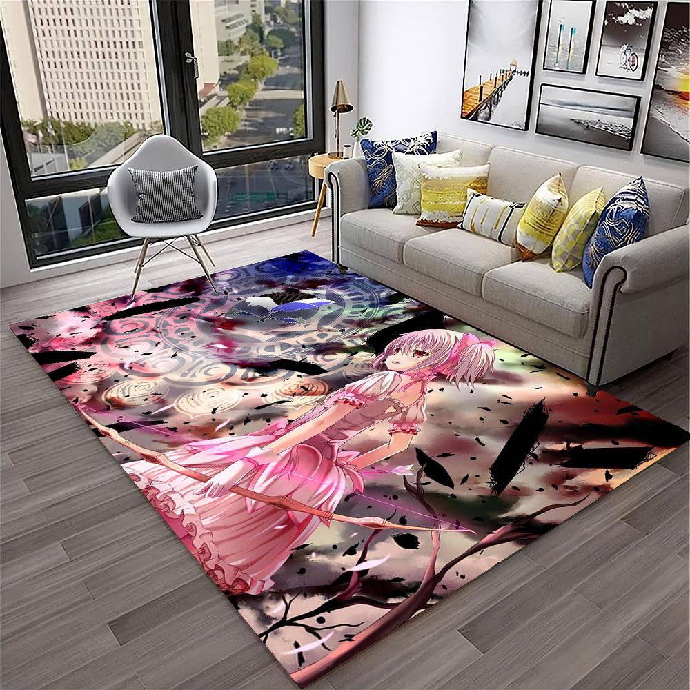 3D Cartoon Puella Magi Madoka Magica Carpet Rug for Home Living Room Bedroom Sofa Doormat Decor,kids Area Rug Non-slip Floor Mat