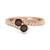 Garnet Twin Stone Pave Bypass Ring - 925 Sterling Silver Rose Gold Vermeil