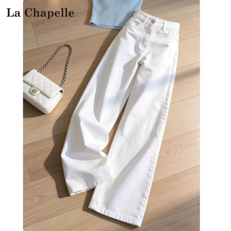 La Chapelle Women's White Straight-Leg Wide-Leg Jeans