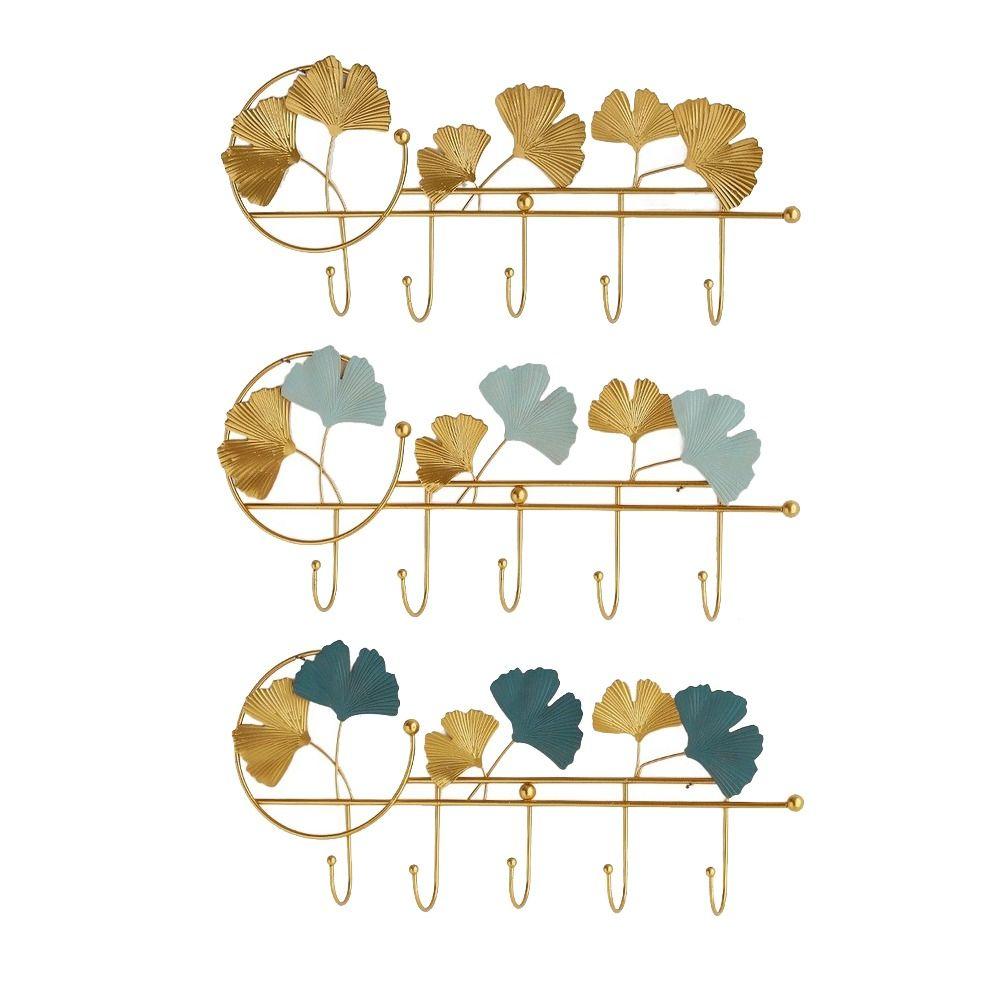 Ginkgo Leaf Shape Wear-resistant Wall Mounted Key Holder Metal Stoarge Hanger Door Hook Coat Hanger