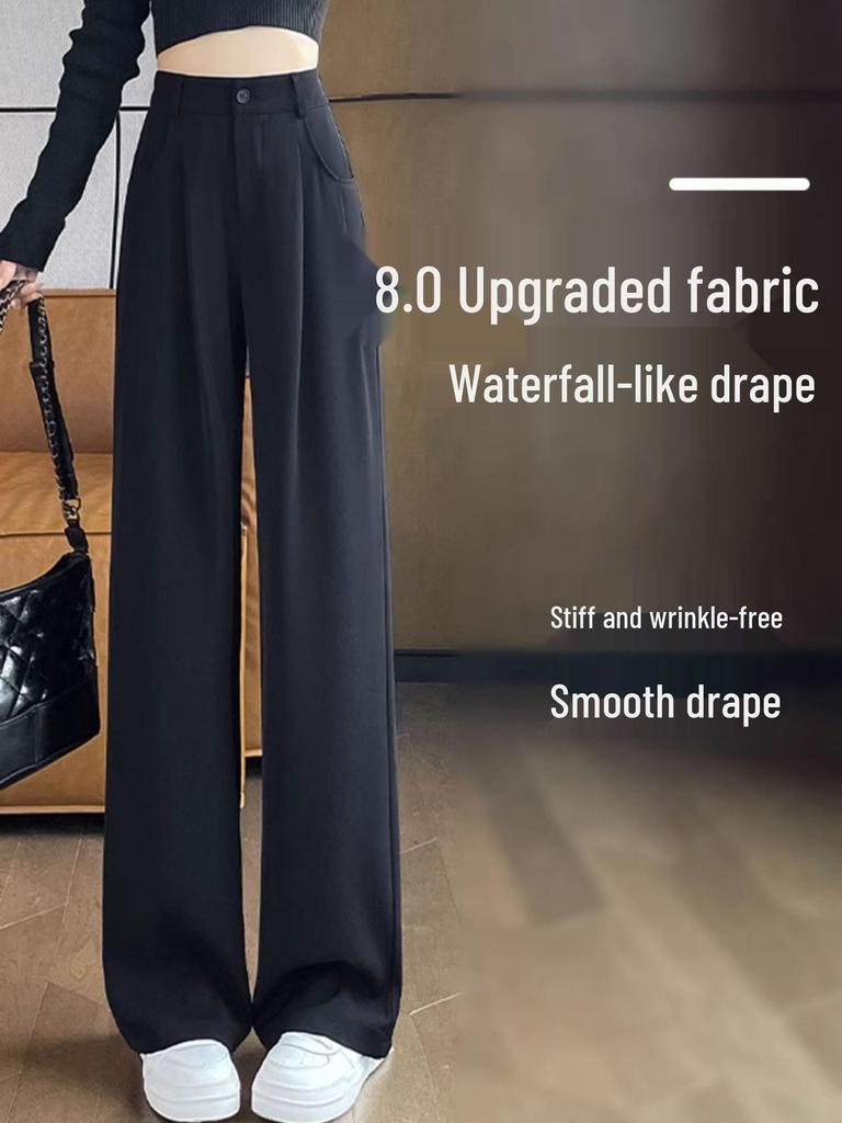 Women's 2026 Korean-Style High-Waisted Wide-Leg Professional Slimming Pants