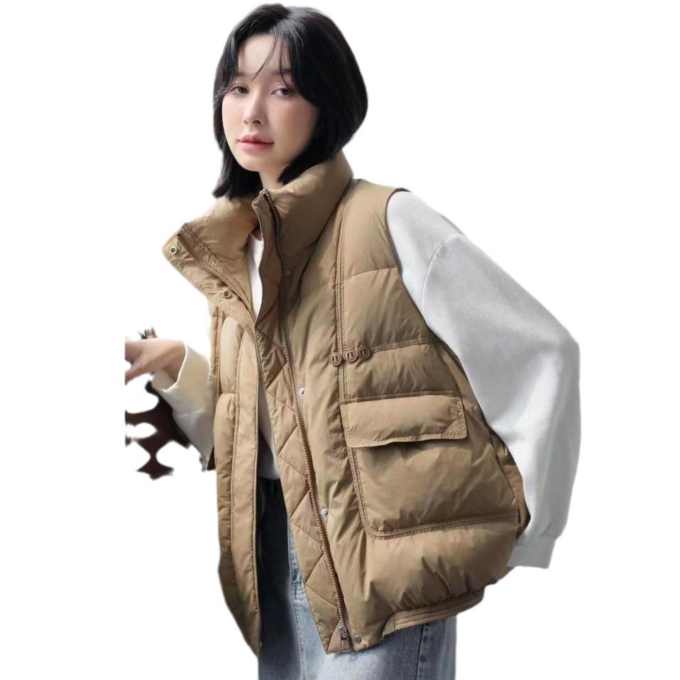 Down vest women's 2024 new style duck down jacket short down jacket women's vest hair vest jacket
