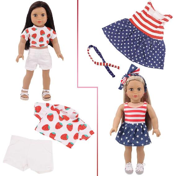 UNICORN ELEMENT 10 Sets American Doll Clothes 18 Inch Doll Clothes and Accessories for 18 Inch Doll Doll Clothing Outfits Dress Fit for 18 Inch Girl
