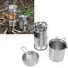 Stainless Steel Portable Camping Stove With Mesh Pouch Camping Pot Set  Outdoor Cooking