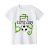 2-9Y Football Birthday Print Kids White Short Sleeve T-shirt Summer Casual Comfortable Tops Crew Neck Cotton Children Tees