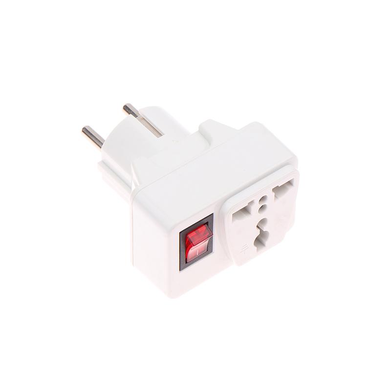 Eu 250V 10A Universal Adaptor Socket Portable White Extension Outlet Extend Converter Plug Socket With On Off Red Light Switch