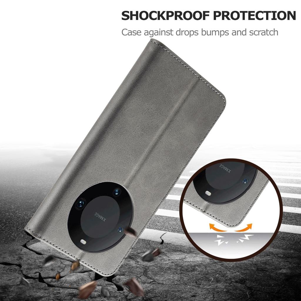 LC.IMEEKE For Huawei Mate 60 Pro+/Mate 60 Pro Calf Texture Phone Case PU Leather Stand Wallet Cover