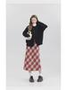 Rode Geruite Wollen Rok met Hoge Taille voor Slanke Peervormige Figuren - Koreaanse Stijl, A-lijn, Perfect voor Lente en Herfst