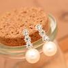 Women's White Faux Pearl Earrings Rhinestone Eardrop Ear Studs Bride Jewelry