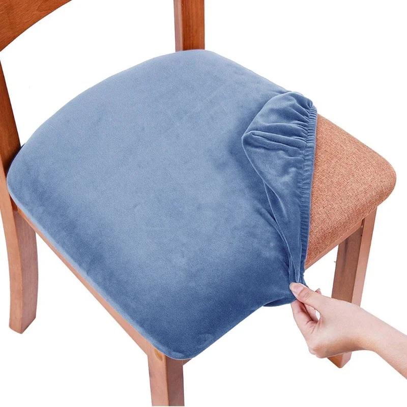 Velvet Chair Covers for Dining Room Stretch Soft Seat Cover Removable Anti-dirty Chair Protector Hotel Wedding Chairs Decor