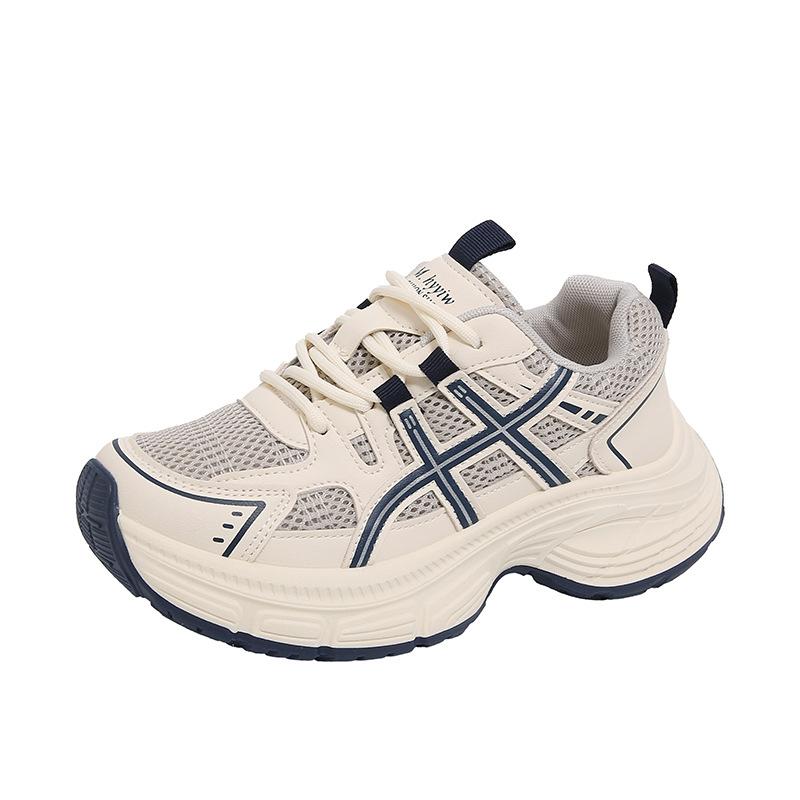Paris contrasting color splicing platform dad shoes women's 2025 new mesh breathable height increase and thin casual sports shoes