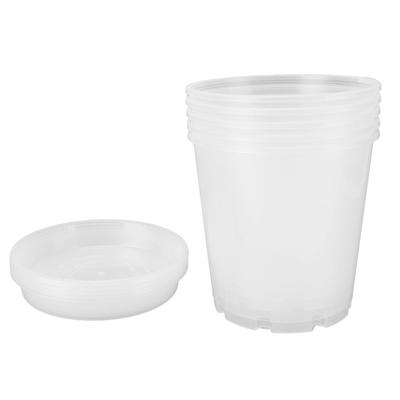 5 Set Orchid Pots with Holes and Saucers Breathable Clear Plastic Orchid Planter Plant Pot for