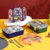 304 Stainless Steel Insulated Lunch Box with Handle - Cartoon Style, Three Compartments, Sealed Bento Box for Students and Work Meals.