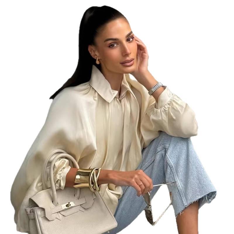 2025 Spring/Fall Fashion Loose Batwing Sleeve Padded Bomber Jacket