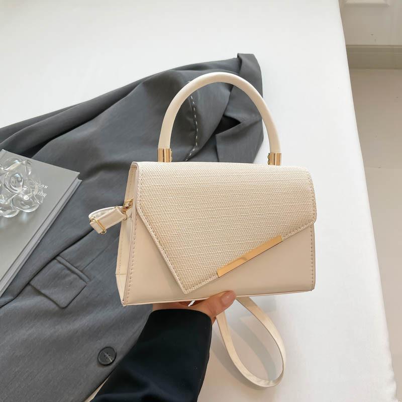 Luxury Light Splicing Contrasting Color Crossbody Bag With Buckle Magnetic