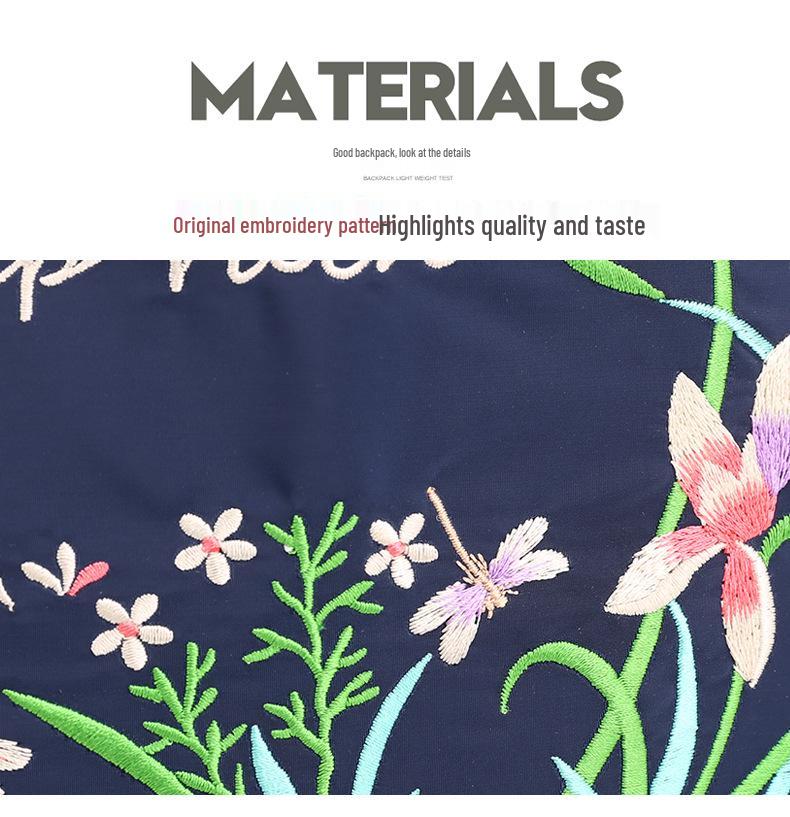 Women's Fashion Embroidery Drawstring Backpack: Oxford Cloth, Foldable Travel Bag