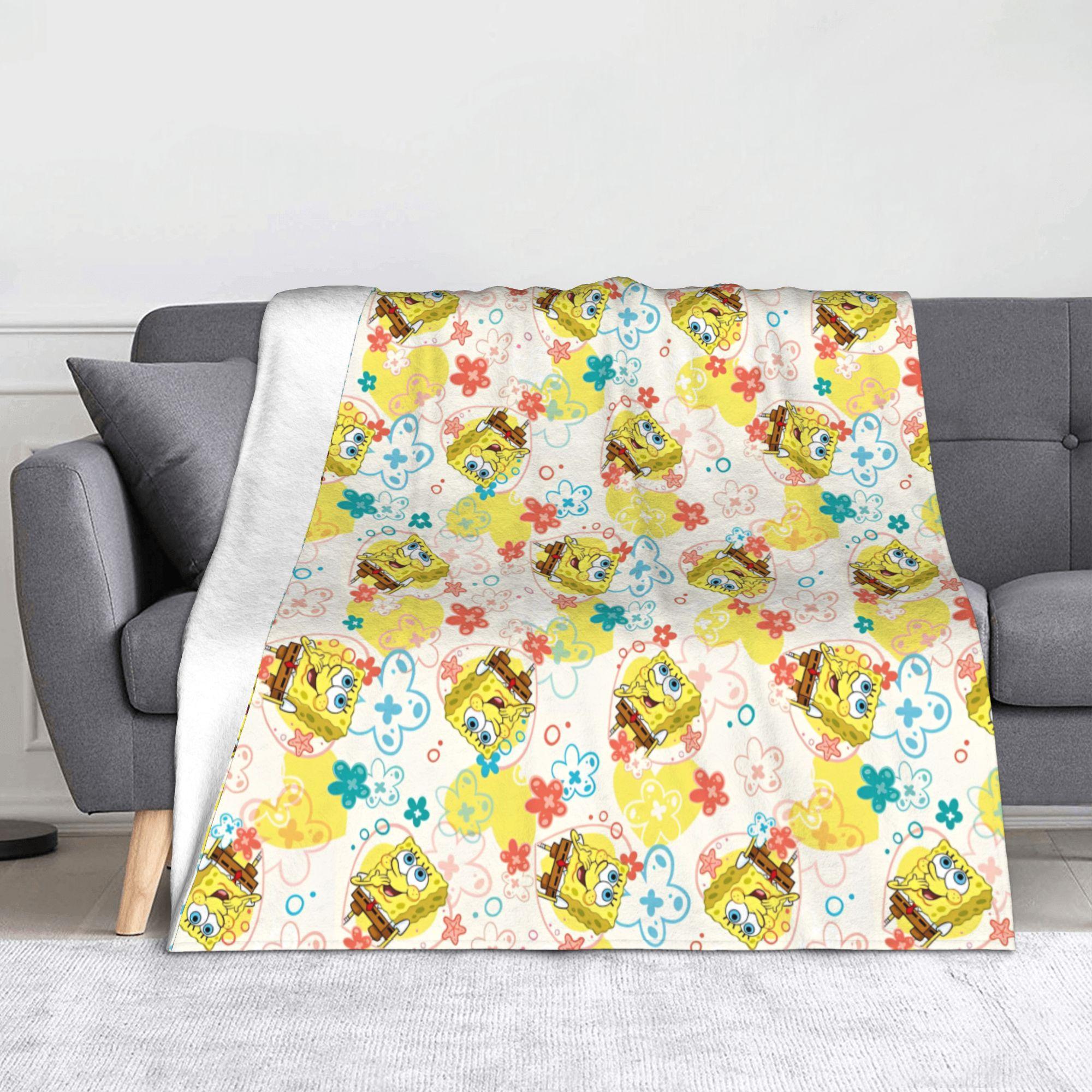 

Funny Face Cartoon SpongeBobing Blanket Wool Novelty Warm Throw Blankets for Home Spring/Autumn 100x150cm