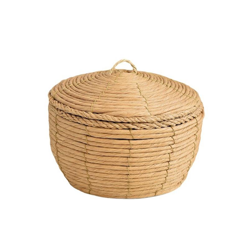 M-Современный-Настольный Плетеная корзина для хранения Ручная плетеная корзина для хранения Бытовая соломенная корзина