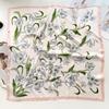 Summer Thin Floral Square Scarf For Women Hair Bag Decoration