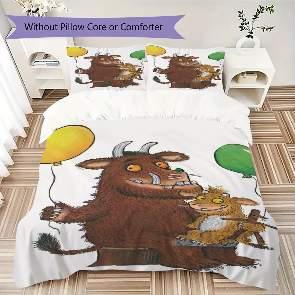 The Gruffalo Pattern Bedding,Quilt Set Quilt Cover Pillowcase Home Birthday Gift(1 * Duvet Cover + 2 * Pillowcase, Without Core)_lx