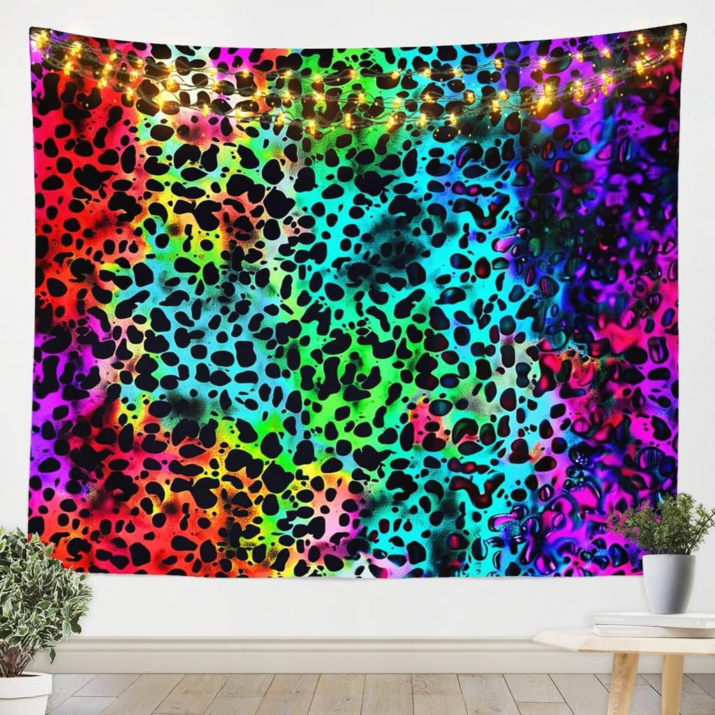 Rose Cheetah Tapestry Wall Hanging Leopard Print Tapestry For Kids Boys Girls Children Romantic Red Rose Floral Wall Tapestry