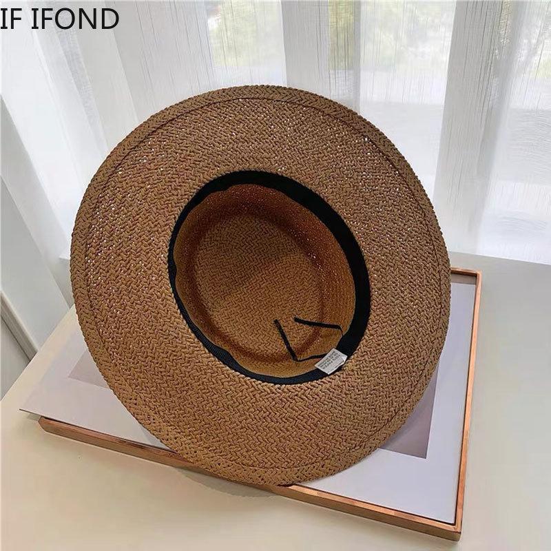 Spring Summer Breathable Straw Hats For Women Fashion Casual Fedora Hat Outdoor Concave Top Travel Hats Panama Beach Sun Hat