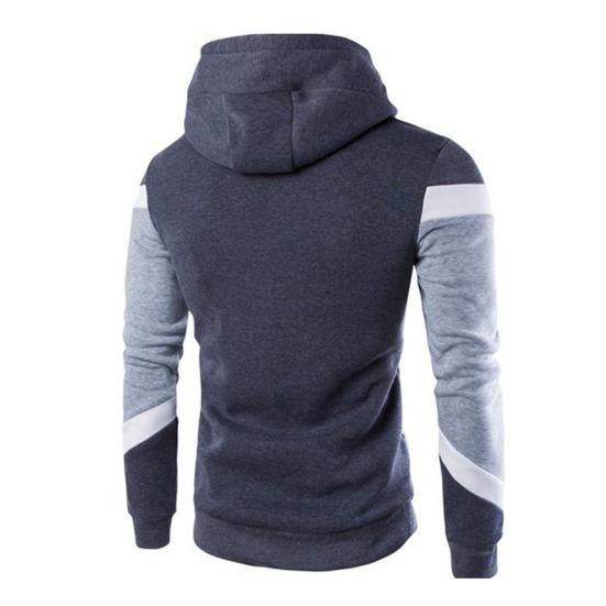 Men Hoodie Contrast Color Drawstring Autumn Winter Loose Patchwork Sweatshirt Male Clothes