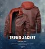 2025 Men's Plus Size PU Washed Leather Hooded Jacket, Two-piece Design.